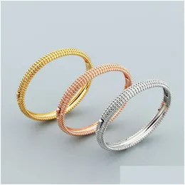 Bangle Rose Gold Diamond Bangle Bangelet Sier Designer Ring مجموعة مجوهرات Femme نساء الرجال زوجين أساور جوهر جوهر هدايا الحزب Co Oti0j