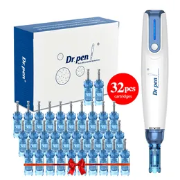 Original A9 Dr Pen Wireless Ultima Derma Mikronadelstift mit 32 Stück Kartusche Mikronadelkartuschen Needle Beauty Mikronadelroller