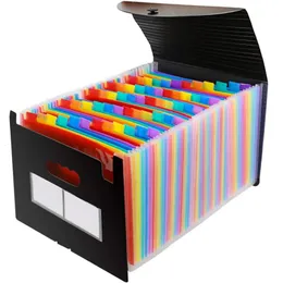 Zgłoszenie materiałów eksploatacyjnych Przenośna folder plików A4 13 24 kieszenie Multilayer Rainbow Solid Extensible Organ Bag dla pracowników białych koleżarów Women 231027