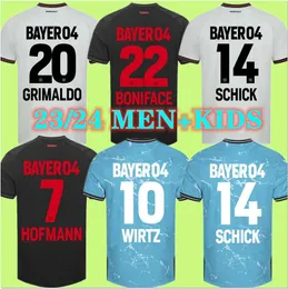 2023 2024 Bayer 04 Leverkusen Futbol Formaları Wirtz Hofmann Boniface Adli Tapsoba Hlozek Schick 23 24 Evde Üçüncü Futbol Gömlek Kitleri Frimpong Grimaldo Tella