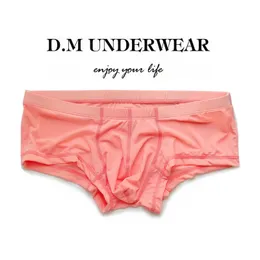 Underbyxor E Likbara Young Men's Solid Color Underwear Sexig bekväm andningsbar QuickDrying Thin Fashion Lowwaist Boxer Briefs 231027