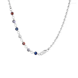 Kedjor 461fl zfsilver mode silver 925 retro design färg zirkon kulkedja halsband kvinnor charm smycken tillbehör gåvor match-alla