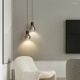 Lampy wiszące przezroczyste szare szare akrylowe światła złota czarna miedźca nocna room hanglamp naturalny sznur światło regulowany