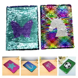 Partihandel Nya flickor DIY Mermaid Magic Sequin Journal Notebooks Love Heart Unicorn Ball Sequin Office Notepads School Diary Stationery Gift