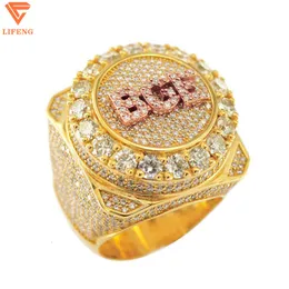 새로 도착한 아이스 아웃 VVS Moissanite Championship Ring Ring Hiphop 커스텀 레터 보석 S925 남자 스퀘어 기념일