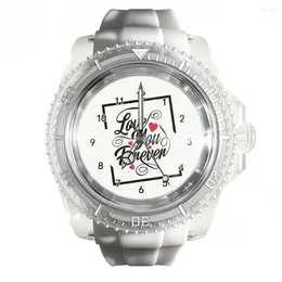 Orologi da polso Orologio bianco trasparente in silicone Orologio da polso al quarzo con tendenza alla moda per coppia di San Valentino da uomo e da donna