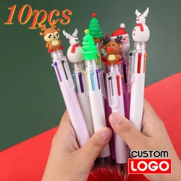 Ballpoint Pens 10Pcs Santa Claus 6 Colors Pen Custom Stationary Christmas Gift Signature School Office Wholesale Engraved 231027