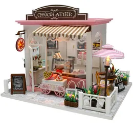 Doll House Accessories Cutebee DIY DollHouse Wooden Doll Houses Miniature Dollhouse Furniture Kit Toys for Children Year Christmas Gift Casa H18 231027