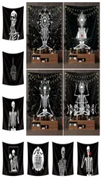 Totenkopf-Wandteppich, Euramerican, modischer Polyester-Wandbehang, Hallowmas-Dekor, bedruckte Tischdecke, Yoga-Matte, Strandtuch, Party-Bar-Hintergrunddr3482743