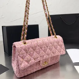 Svart designer mode tot kvinnor strand shopping plånbok på kedja handväska läder axel handväska crossbody klassisk flap gitterväska