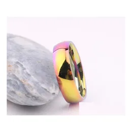 Bandringar 2021 Nya modemän kvinnor Rainbow Colorf Ring Titanium Rostfritt stål Drop Leverans smycken Dhrlu