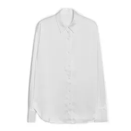 Women's Blouses & Shirts Design sense niche vintage Hong Kong style top draped shirt silk satin loose Korean version of the profession