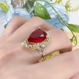 Anillo de cristal para mujer, anillo de corazón con diamantes de imitación, anillo de cóctel exagerado, anillo de cristal vintage para mujeres y niñas