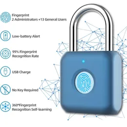 Key Lock Gray Door Locks Smart Padlock Electronic Fjärrkontroll Vattentät fingeravtryck med Key Drop Delivery Security Surveillance Otlop