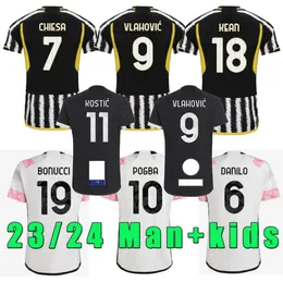 23 24 Pogba Chiesa Juventus Soccer Jerseys 2023 2024 MILIK VLAHOVIC MENT KIRDS SET BONUCCI FOURING SHIRTS Uniform Kostic fagioli danilo maglie da calcio