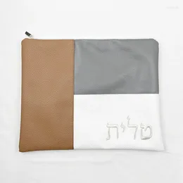 Evrak Çekimi Tallit Torba Sadece Yahudi Duası Şalları için Zippered İşlemeli Sahte Deri Kalitesi PU Zipper
