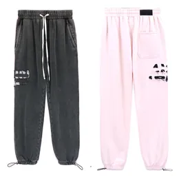 sweatpants designer pants amirris jogging mens pants cargo pants Hand-frayed embroidered lettering tassel slacks Gray-pink