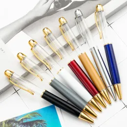 wholesale 14 Color Creative DIY Big Empty Tube Ballpoint Pens Metal Pen Self-filling Floating Glitter Dried Flower Crystal Pen Student Writing Gift