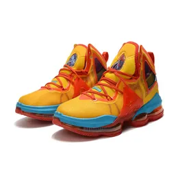 Женские баскетбольные кроссовки James Lebron 19, детские кроссовки Space Jam Tunes Squad, оранжево-желтые кроссовки Bred, теннисные кроссовки с коробкой, размер 5 12
