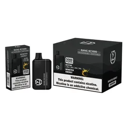 Original UZY Bang BC5000 Puff Disposable E Cigarettes 1.2ohm Mesh Coil 12ml Pod Battery Rechargeable Electronic Cigs Puff 5K 0% 2% 3% 5% RGB Vape Pen
