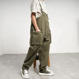 Männer Hosen Japanische Einfarbig Overall Overalls Für Männer Und Frauen Trendy Lose Multi-tasche Zurück Hosenträger Große größe