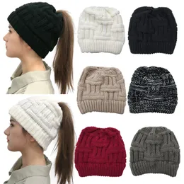 Woman Wool Hat Lady Winter Ponytail Failies Krzykami czapki moda dla dorosłych Hip-Hop Ponytail Hat