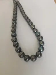 Catene senza eguali 11-12mm Naturale REALE TONDO TAHITIAN Collana di perle nere ORO 14K Regali di gioielleria raffinata
