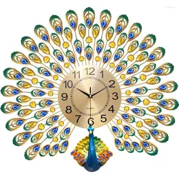 Настенные часы, креативные 3D-наклейки с павлином, украшения для домашнего декора, украшение для гостиной, цифровые часы