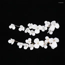 Hair Clips Exquisite Ceramic Flowers Romantic Floral Hairpin Bridal Headwear For Wedding Party Accessories