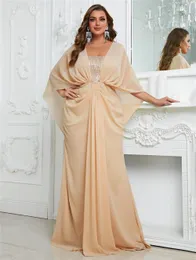 New Large Evening Dress Sequin Chiffon Shawl Dress Long Black Dress Dubai Arab FSSW3086