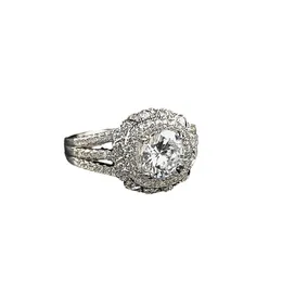 Kvinnors lyxdesigner ring runda 3a Moissanite Diamond Flower Shaped Rings smycken PT950 PLATED GIRKER GENTER ANGAGGRAGE WIRGION RING 1893