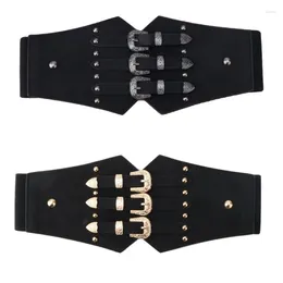 Belts Waist Belt Triple For Cowboy Cowgirl With Metal Buckle Vintage Punk Girl Wide Sexy Oversize WaistChain