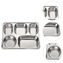 Dinnerware Sets Toddler Plates Lids Compartment Stainless Steel Tray Lunch Divided Platter Serving Rectangular Child