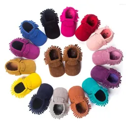 First Walkers PU Suede Leather Born Baby Boy Girl Moccasins Soft Moccs Shoes Fringe Soled Non-slip Footwear Crib