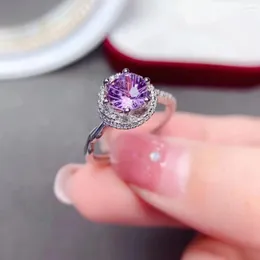 Cluster Rings Colifelove 6mm 0,6ct Brilliant Round Amethyst Ring for Daily Wear Natural Jewelry Fashion 925 Silver Gemstone