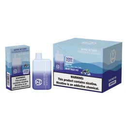 Original UZY Bang BC5000 Puff Disposable E Cigarettes 1.2ohm Mesh Coil 12ml Pod Battery Rechargeable Electronic Cigs Puff 5K 0% 2% 3% 5% Disposable Vape RGB