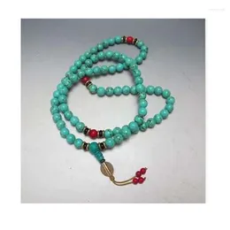 Decorative Figurines China Collectibles Handwork Old Turquoise Toyed Prayer Bead Necklace NER