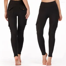 Abiti da yoga Palestra da donna con tasca Pantaloni sportivi da fitness solidi Leggings elastici ad asciugatura rapida Stile Jogging Moda sottile a vita alta