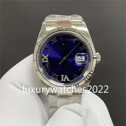 Designer Watch 36mm Blue Roman Dial Automatic Mechanical Watches 6-9 Klockan Diamond Time Scale Sapphire Rostfritt stål Lysande Montre 2813 Rörelsevak