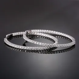 Шикарные обручи прошли тест на бриллианты, серьги-кольца с муассанитом диаметром 30 мм, 60 мм, серьги-гвоздики из стерлингового серебра 925 пробы с позолотой, хороший подарок для друзей