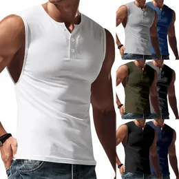 Herrpolos 2023men's Clothing Light Board Solid Color Summer Sports Vest Wide Shoulder Henley Shirt Slim SleevelesTmen's T-shirt