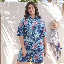 Kvinnors spårdräkter Kvinnor Casual Short Sleeve Suit Hawaii Beach Vacation Languid Trend Loose Standsome Wearing Good Quality Floral Shirt