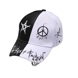 Berretto da baseball con personalità a blocchi di colore in bianco e nero, cappello con bocca d'anatra, cappello con lingua d'anatra hip hop, moda maschile e femminile