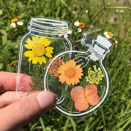 20/40 PCS Şeffaf Glassware Şişe Şeklini/Çiçek Çıkarmaları Dekoratif Çıkartmalar Kağıt Scrapbooking Süsleme Malzemeleri Bookmark DIY Sanat El Sanatları