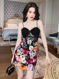 Basic Casual Women Dresses Summer Short Dress for Women Embroidery Lace Floral Panel Mesh Sling Slip Camis Mini Gown Femme Party Vestido Hotsweet Club 2024