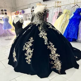 Navy Blue Sweet 16 Quinceanera Dress with Cape 2024 Off Shoulder Appliques Lace Beads Crystal Princess Party Gown Vestidos De 15 Anos