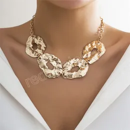 Överdriven oregelbunden cirkel choker halsband kvinnor goth metall justerbar klavikelkedja grunge smycken