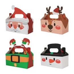 Juldekorationer behandlar lådor Santa Elf Snowman Elk Xmas kartong Present Candy Cookie med handtag Holiday Party Favor