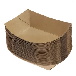Present Wrap Toyvian 50st Ship Form Ta ut containrar Easy Fold Box Kraft Paper Lunch Salad Carton för fest