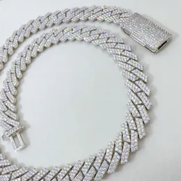 Passed Test 13mm 18-24inch 925 Sterling Silver 2 Rows Diamond Moissanite Cuban Chain Necklace 7/8/9inch Bracelet For Women/Men Nice Gift